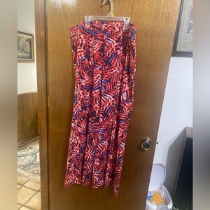 Denim&Co Red and Blue Wide Leg Pull On Pants.